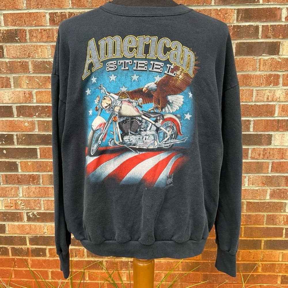 Vintage 1993 American Steel Biker Motorcycle size 2XL crewneck sweatshirt